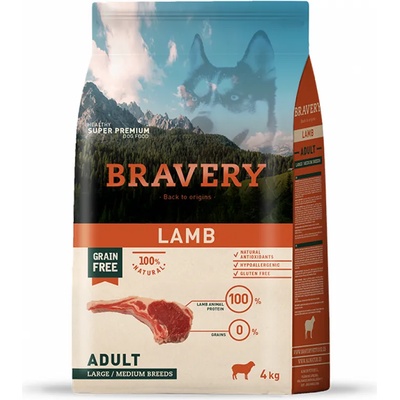 Bravery Lamb Medium & Large Breeds Adult Dog - за израснали кучета от средни и едри породи с агнешко 12 kg