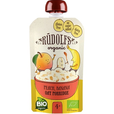 Rudolfs BIO vrecko broskyňa banán a celozrnná ovsená kaša 110 g