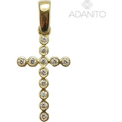Adanito BRP1146G Zlatý prívesok krížik so zirkónmi