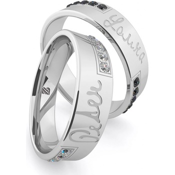 Blink Blink Obrúčky z bieleho zlata s menom a kameňmi 8284 BL