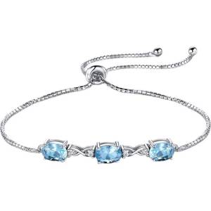 Silenti Jewelry Сребърна гривна "Небесносин Топаз