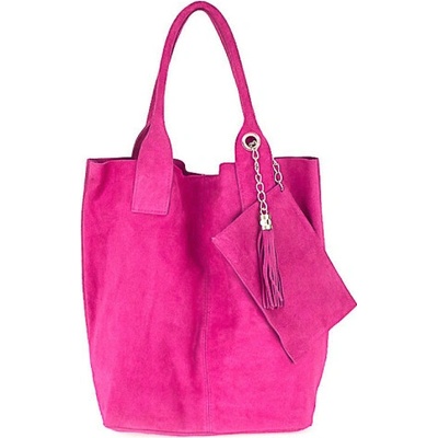 Mondo Italia kožená kabelka v úprave semiš 804 fuchsia