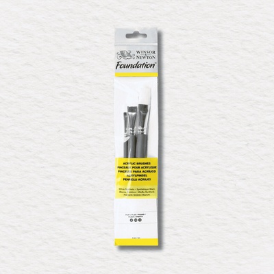 ŠTETCE NA AKRYL - WINSOR & NEWTON - FOUNDATION - KRÁTKA NÁSADA - PLOCHÉ | 3 KS