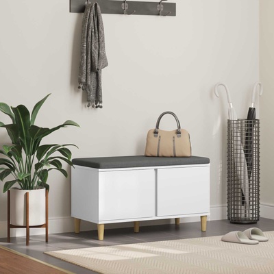 vidaXL Пейка за коридор Бял 80 x 38 x 46 см Композитно дърво и текстил (891528)