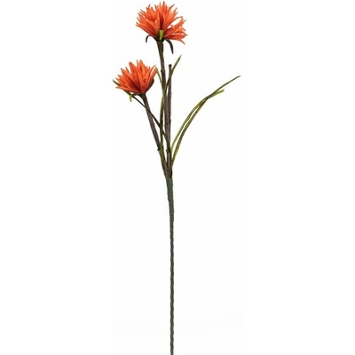 Umělá Jiřina se dvěma květy oranžová, 100 cm