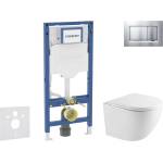 Geberit Duofix - Комплект за монтаж пред стена, тоалетна чиния Oudee и седалка със система „softclose, бутон Sigma20, лакиран матов хром/хром SANI11CA2103 (SANI11CA2103)