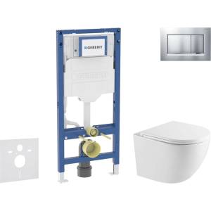 Geberit Duofix - Комплект за монтаж пред стена, тоалетна чиния Oudee и седалка със система „softclose, бутон Sigma20, лакиран матов хром/хром SANI11CA2103 (SANI11CA2103)