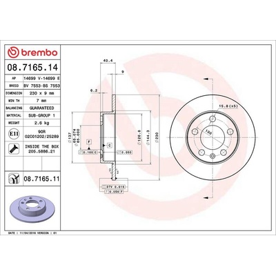 Brzdový kotouč BREMBO 08.7165.11 | Zboží Auto