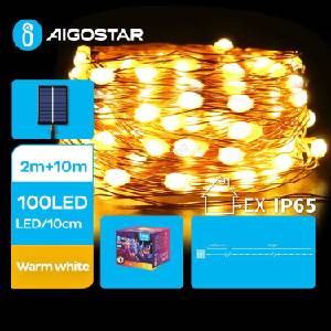Aigostar - соларна LED гирлянда 100 LED / 8 режима 12 м IP65 топло бяло (AI1186)