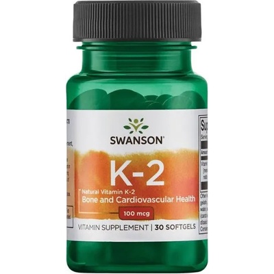 Swanson Natural Vitamin K-2, 100 mcg, 30 меки капсули, Swanson (SWU672)