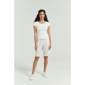 Be You Къси панталони Be You Women's Linen Tailored Shorts - Stone Stripe