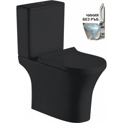 Inter Ceramic Моноблок ICC 7937S MATT BLACK, Inter Ceramic, седалка и капак, порцелан, черен мат, 83x65x37.5см (7937S MATT BLACK)