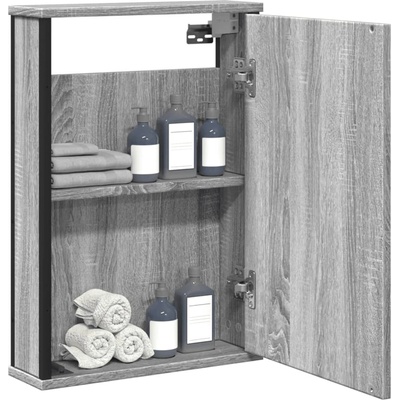 vidaXL Огледален шкаф за баня сив сонома 42x12x60 см инженерно дърво (842434)
