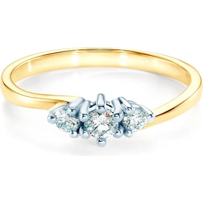 SAVICKI Годежен пръстен с три камъка: двуцветно злато. диаманти