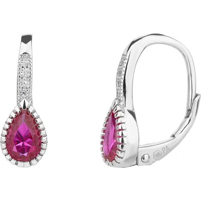 Bealio stříbrné náušnice KAPIČKA rubín 03-09585-2808