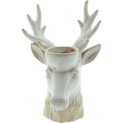 Béžový porcelánový svícen na cajovou svícku Jelen Gerjen – 15x12x21 cm