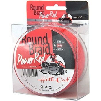 Hell-Cat Šnúra Round Braid Power Red 200m 0,60mm 75kg