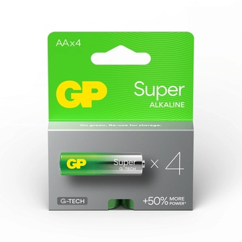 GP Batteries Алкална батерия gp super lr6 aa, 4 бр. в опаковка, 1.5v, gp15a (gp-ba-15a21-sb4)