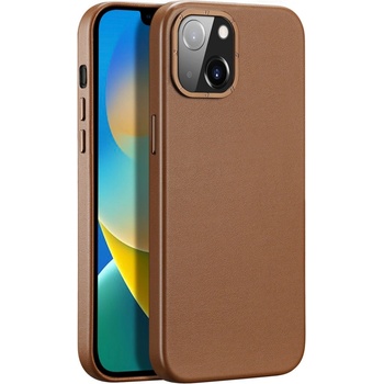 Dux Ducis Кожен калъф Dux Ducis Grit за iPhone 14 Pro Max, Елегантен кейс от изкуствена кожа (съвместим с MagSafe), Кафяв (6934913036952)
