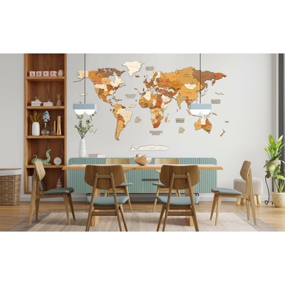 Nástenná drevená mapa sveta MEGA - Adventurer - 300 x 170 cm