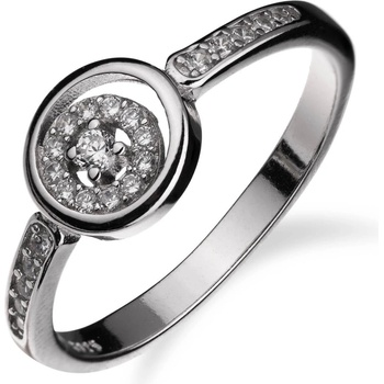 Meucci Strieborný prsteň so zirkónom v strede aj okolo SS279R 15713 1218