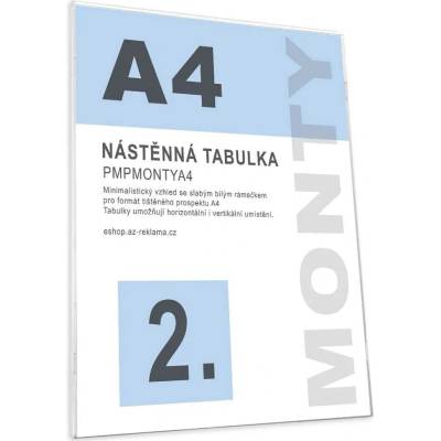 A-Z Reklama CZ Informační nástěnný systém MONTY pro formát A4 – kód PMPMONTYA4