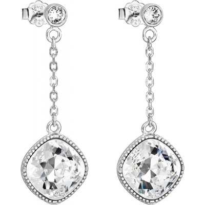 Pavona Stříbrné náušnice visací s krystaly Swarovski bílý kosočtverec 31271.1