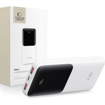 Tech-Protect Преносима батерия Power Bank 10000Mah 22.5w от Tech-Protect PB01- White (5906302380497)