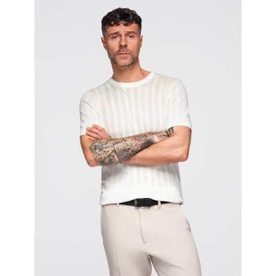 Ombre Clothing Мъжки суитшърт с кръгло деколте и къси ръкави - бял Ombre Clothing | Byal | МЪЖЕ | S
