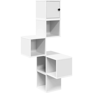 vidaXL Стенен ъглов рафт Бяло 48 x 48 x 120 см Инженерна дървесина (8012228)