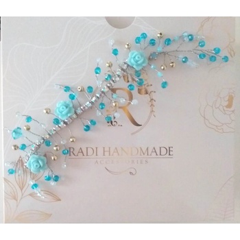 Image 1 of Radi handmade Увивен аксесор с розички и кристали в светло синьо (488)