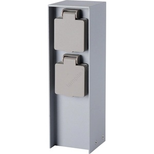 Brilagi - Външна контактна колона PILLAR, 2 гнезда SCHUKO, 230V, IP44, сребриста (BG4847)