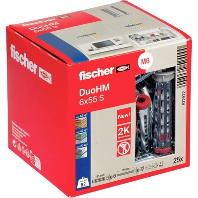 Fischer 572922 DuoHM 6x55 S PH PZ hmoždinka do dutin 55 mm 25 ks – Sleviste.cz