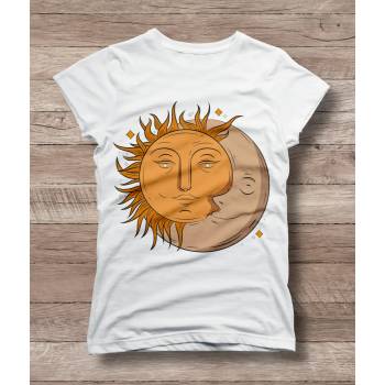 Мъжка тениска 'Слънце и Луна' - бял, xl