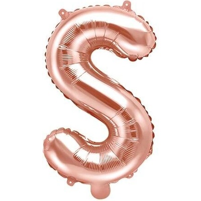 PartyDeco Fóliový balón písmeno S ružové zlato 35 cm