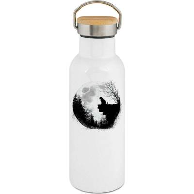 123TRIKO termoska Půlnoční hlídka, kočka, černý potisk 500 ml vtipné