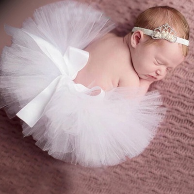 Tutu suknička pre bábätko s čelenkou biela