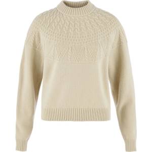 Fjällräven Дамски вълнен пуловер Fjällräven Women's Övik Solid Jacquard Knit Wool jumper - Light Beige (105-7731-0114)