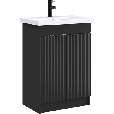 vidaXL Комплект мебели за баня Черно 56 x 37, 5 x 81 см (3404145)