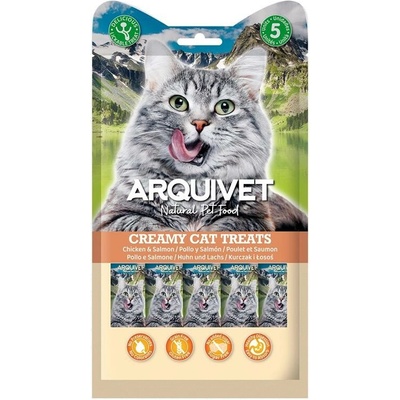Arquivet Krémový snack s kuracím mäsom a lososom 5 x 14g