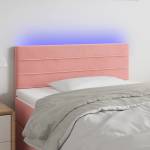 vidaXL LED горна табла за легло, розова, 100x5x78/88 см, кадифе (3121799)