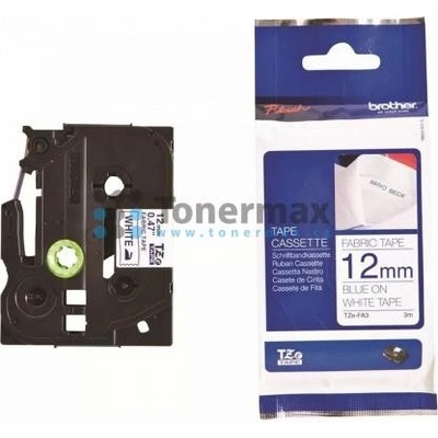 Brother TZe-FA3, 12 mm, zažehlovací bílá páska / modrý tisk originální