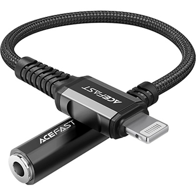 ACEFAST - Адаптер за аудио кабел (C1-05) - Lightning към Jack 3.5 мм женски, Apple Hi-Fi, декодиране на HD музика, MFi, 0.18 м - Черен
