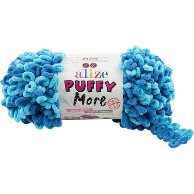Alize příze Puffy More 6552 tyrkysová a modrá