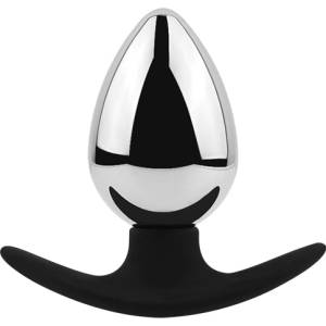 SuperLove Metal Butt Plug with Silicone Base Silver Large