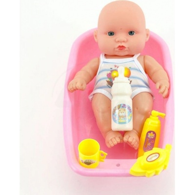 Teddies bábätko plast 18 cm s doplňky ve vaničce
