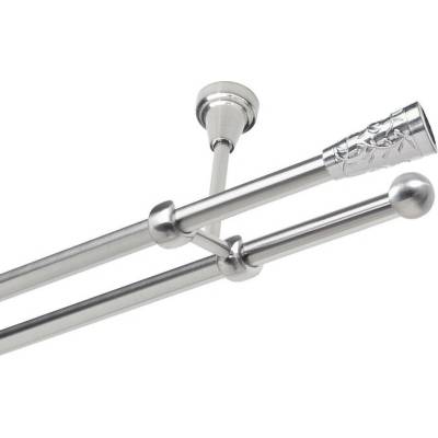 OK-GarnýžeCZ Garnýž kovová dvouřadá 19mm Sevilla nerez 350 cm do stěny / na tunýlek - bez kroužků