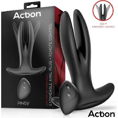 Action Pinsy Expandable Anal Plug, vibrační anální kolík na dálkové ovládání 13,5 x 3,7 cm