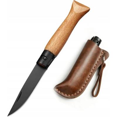 Vintage Wood, ostrý EDC na kempovanie s koženým puzdrom