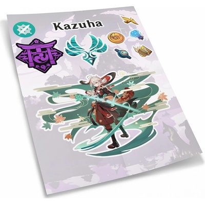Genshin Impact Sada 10 samolepek Kaedehara Kazuha